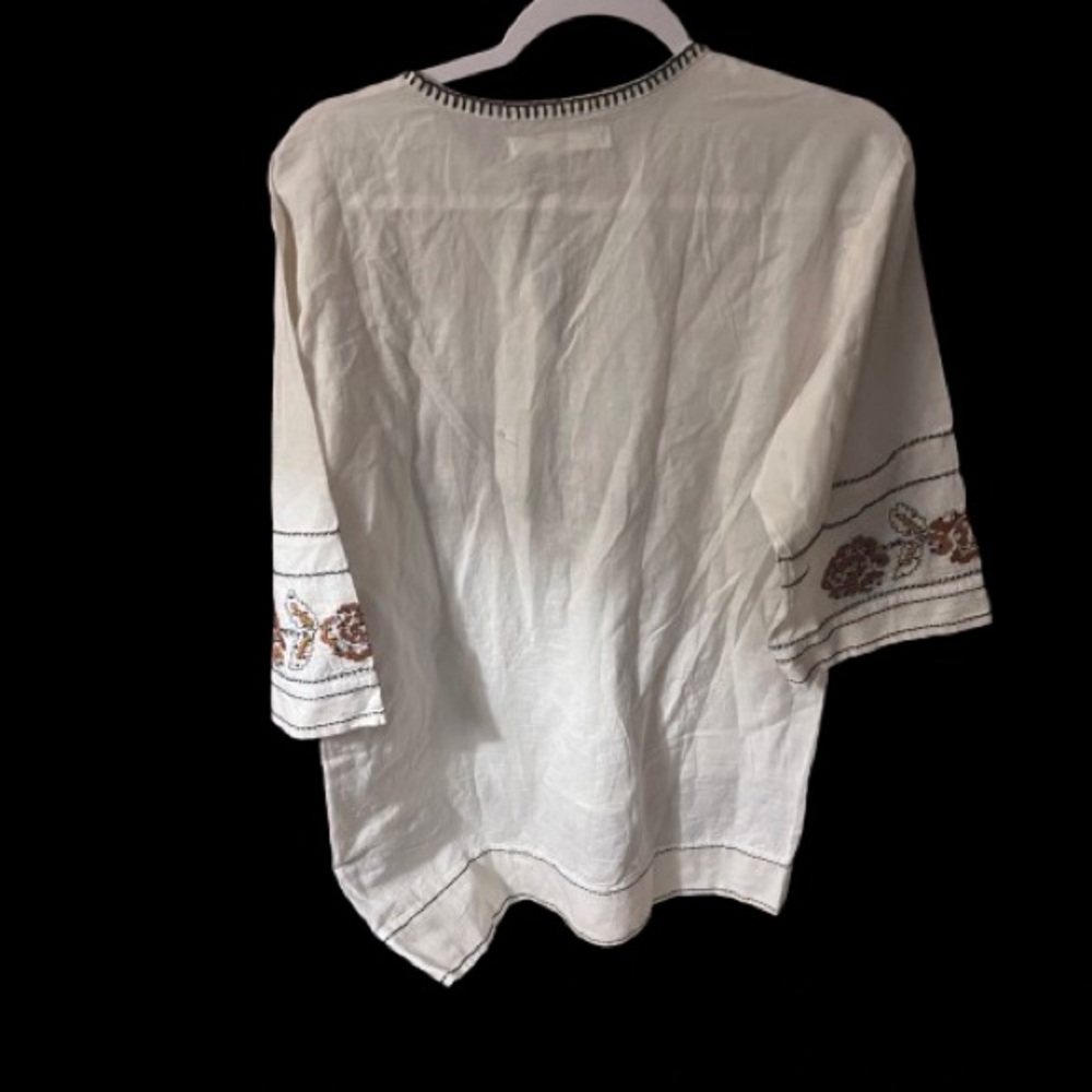 Boho Embroidered Ivory Mini Dress - Picture 4 of 4